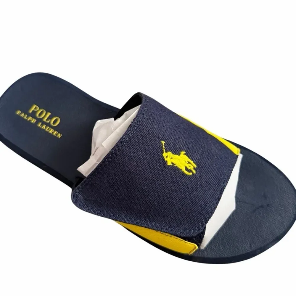 Polo Ralph Lauren Men's 10.5 Adjustable Pool Sandal | EUC Navy Canvas Slide